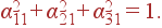 \alpha_{11}^2+ \alpha_{21}^2+ \alpha_{31}^2=1.